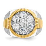 IBGoodman 14k Two-tone Men's Polished Satin and Ribbed Round Cluster Ring Mounting - B5-E972B32B-8161
