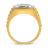 IBGoodman 14k Two-tone Men's Polished Satin and Textured 1 Carat AA Quality Diamond Ring - B5-A7DC6CAF-6756