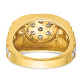 IBGoodman 14k Two-tone Men's Polished Satin and Textured 1/2 Carat AA Quality Diamond Cluster Ring - B5-39F6122D-1642