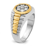 IBGoodman 14k Two-tone Men's Polished Satin and Textured 1/2 Carat AA Quality Diamond Cluster Ring - B5-A538068D-6564