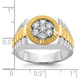 IBGoodman 14k Two-tone Men's Polished Satin and Textured Cluster Ring Mounting - B5-C7F6821F-6592
