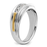 IBGoodman 14k Two-tone Polished Satin and Grooved Five Stone Men's Ring Mounting
