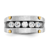 IBGoodman 14k Two-tone with Black Rhodium 1 carat Lab Grown Diamond VS/SI+ G+ Five Stone Complete Polished Satin and Grooved Men's Ring