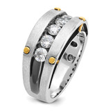 IBGoodman 14k Two-tone with Black Rhodium 1 carat Lab Grown Diamond VS/SI+ G+ Five Stone Complete Polished Satin and Grooved Men's Ring