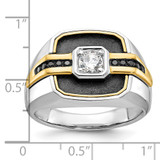 IBGoodman 14k Two-tone with Black Rhodium Men's Polished and Satin Black and White 1/4 Carat AA Quality Diamond Ring