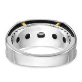 IBGoodman 14k Two-tone with Black Rhodium Men's Polished Satin and Grooved 5-Stone 1/2 Carat AA Quality Diamond Ring