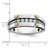 IBGoodman 14k Two-tone with Black Rhodium Men's Polished Satin and Grooved 5-Stone 1/4 Carat AA Quality Diamond Ring - B6-92BCEF1D-4838