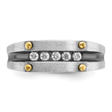 IBGoodman 14k Two-tone with Black Rhodium Men's Polished Satin and Grooved 5-Stone 1/4 Carat AA Quality Diamond Ring - B6-92BCEF1D-4838