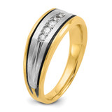IBGoodman 14k Two-tone with Black Rhodium Men's Polished Satin and Grooved 5-Stone 1/4 Carat AA Quality Diamond Ring - B6-A4CAA23C-1944