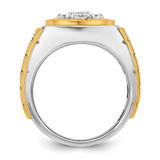 IBGoodman 14k Two-tone with Black Rhodium Men's Polished Textured and Diamond-cut 1 Carat AA Quality Diamond Round Cluster Ring