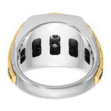 IBGoodman 14k Two-tone with Black Rhodium Men's Polished Textured and Diamond-cut 1 Carat AA Quality Diamond Round Cluster Ring