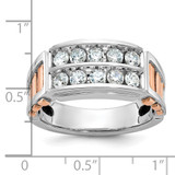 IBGoodman 14k White and Rose Gold Men's Polished and Cut-Out 2-Row 1 Carat AA Quality Diamond Ring