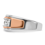 IBGoodman 14k White and Rose Gold Men's Polished and Grooved 5-Stone Ring Mounting