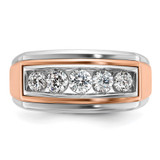 IBGoodman 14k White and Rose Gold Men's Polished and Grooved 5-Stone Ring Mounting