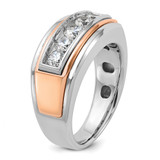 IBGoodman 14k White and Rose Gold Men's Polished and Grooved 5-Stone Ring Mounting