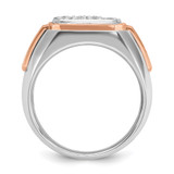 IBGoodman 14k White and Rose Gold Men's Polished and Satin 1 Carat AA Quality Diamond Cluster Ring