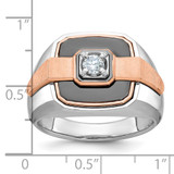 IBGoodman 14k White and Rose Gold with Black Rhodium Men's Polished and Satin 1/3 Carat AA Quality Diamond Ring