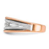 IBGoodman 14k White and Rose Gold with Black Rhodium Men's Polished Satin and Grooved 5-Stone 1/2 Carat AA Quality Diamond Ring