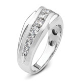 IBGoodman 14k White Gold 1 3/8 carat Lab Grown Diamond VS/SI+ G+ Complete Satin Men's Ring