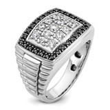 IBGoodman 14k White Gold 1 carat Lab Grown Diamond VS/SI+ G+ and Black Mined Diamond Complete Cluster Men's Ring