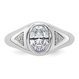 IBGoodman 14k White Gold 1/10 carat Lab Grown Diamond 1 carat Oval Center Semi Mount Men's Ring