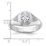 IBGoodman 14k White Gold 1/10 carat Lab Grown Diamond 1 carat Oval Center Semi Mount Men's Ring