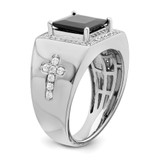 IBGoodman 14k White Gold 1/2 carat Lab Grown Diamond VS/SI+ G+ and Onyx Side Cross Men's Ring