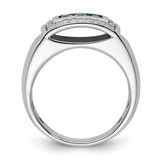 IBGoodman 14k White Gold 1/3 carat Lab Grown Diamond VS/SI+ G+ and Created Emerald Complete Men's Ring