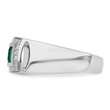 IBGoodman 14k White Gold 1/3 carat Lab Grown Diamond VS/SI+ G+ and Created Emerald Complete Men's Ring