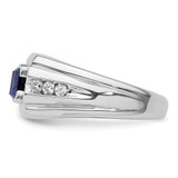IBGoodman 14k White Gold 1/4 carat Lab Grown Diamond VS/SI+ G+ and Lab Created Blue Sapphire Complete Men's Ring