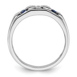 IBGoodman 14k White Gold 1/5 carat Lab Grown Diamond VS/SI+ G+ and Lab Created Blue Sapphire Complete Men's Ring