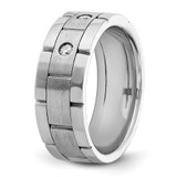 IBGoodman 14k White Gold 1/6 carat Lab Grown Diamond VS/SI+ G+ Complete Three Stone Polished Satin and Grooved Men's Ring