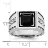 IBGoodman 14k White Gold Black Rhodium 1 1/3 carat Lab Grown Diamond VS/SI+ G+ and Onyx Complete Men's Ring