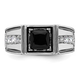 IBGoodman 14k White Gold Black Rhodium 7/8 carat Lab Grown Diamond VS/SI+ G+ and Onyx Complete Men's Ring