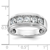 IBGoodman 14k White Gold Men's Polished and Grooved 5-Stone 1 1/5 Carat AA Quality Diamond Ring