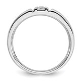 IBGoodman 14k White Gold Men's Polished and Grooved Black and White 1 Carat AA Quality Diamond Ring