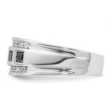 IBGoodman 14k White Gold Men's Polished and Grooved Square Black and White 1 1/5 Carat AA Quality Diamond 5-Stone Ring