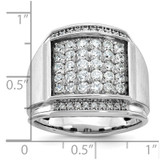 IBGoodman 14k White Gold Men's Polished and Satin 1 1/5 Carat AA Quality Diamond Cluster Ring - B5-D015B608-1296