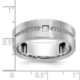 IBGoodman 14k White Gold Men's Polished and Satin 1/5 Carat AA Quality Diamond Ring
