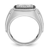 IBGoodman 14k White Gold Men's Polished and Satin 3/4 Carat AA Quality Black and White Diamond Halo Cluster Ring