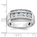 IBGoodman 14k White Gold Men's Polished and Satin 3-Row 1 1/4 Carat AA Quality Diamond Ring