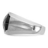 IBGoodman 14k White Gold Men's Polished and Satin Faceted Onyx and 1/10 Carat AA Quality Diamond Ring