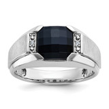 IBGoodman 14k White Gold Men's Polished and Satin Gemstone Ring Mounting - B5-3C0AAA50-5008