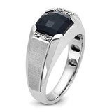 IBGoodman 14k White Gold Men's Polished and Satin Gemstone Ring Mounting - B5-3C0AAA50-5008