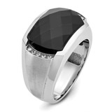 IBGoodman 14k White Gold Men's Polished and Satin Gemstone Ring Mounting - B8-603890FF-7749