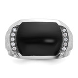 IBGoodman 14k White Gold Men's Polished and Satin Gemstone Ring Mounting - B8-B242FA3C-6762