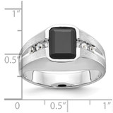 IBGoodman 14k White Gold Men's Polished and Satin Onyx and 1/8 Carat AA Quality Diamond Ring