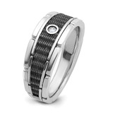 IBGoodman 14k White Gold Men's Polished and Textured Solitaire Ring Mounting