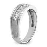 IBGoodman 14k White Gold Men's Polished Brushed and Grooved 9-Stone 1/2 Carat AA Quality Diamond Ring