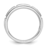 IBGoodman 14k White Gold Men&#x27;s Polished Satin and Grooved 3-Stone 1/5 Carat AA Quality Diamond Ring - B5-58C3B802-9583